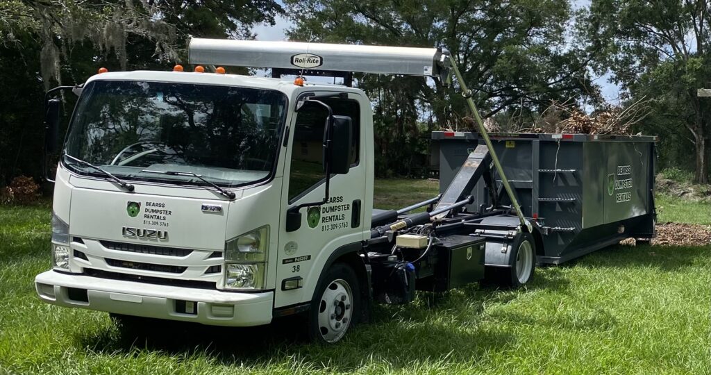 Dumpster rental at yard clean up