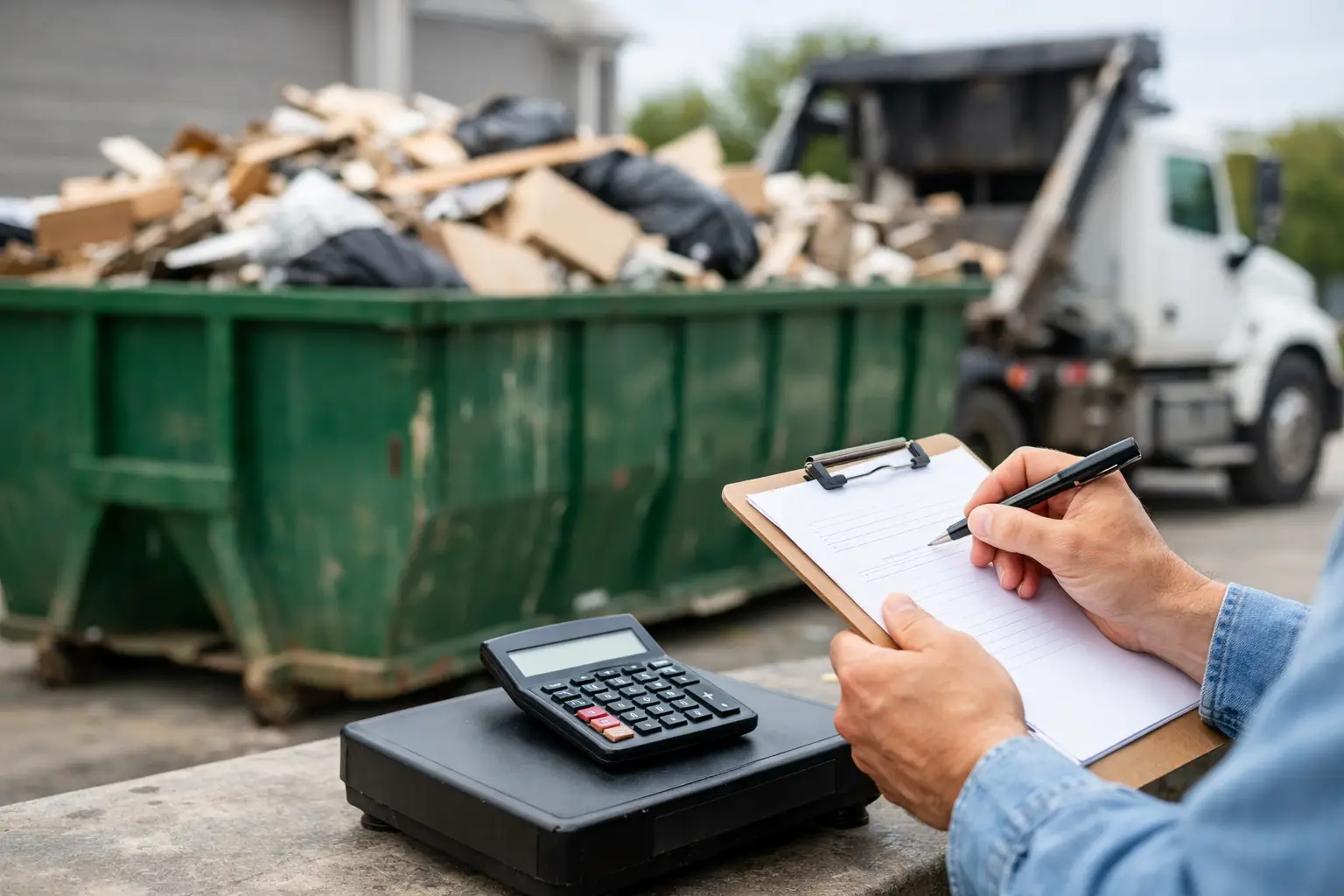 Estimating how to calculate dumpster weight before pickup